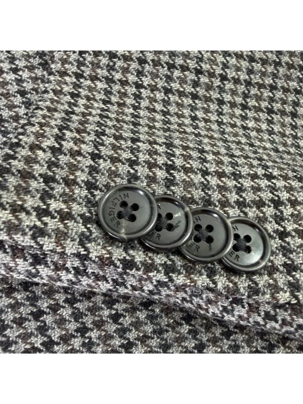 Tommy Hilfiger Blazer Sport Coat Jacket 46L Unstructured Elow Patch Houndstooth